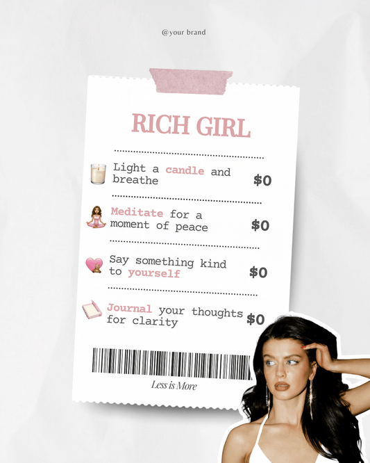 Social media Canva template showing a self-care checklist and a stylish woman cutout