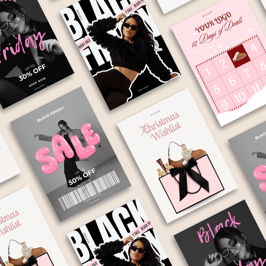 Social media Canva templates for Black Friday, Christmas deals, and holiday sales promotions
