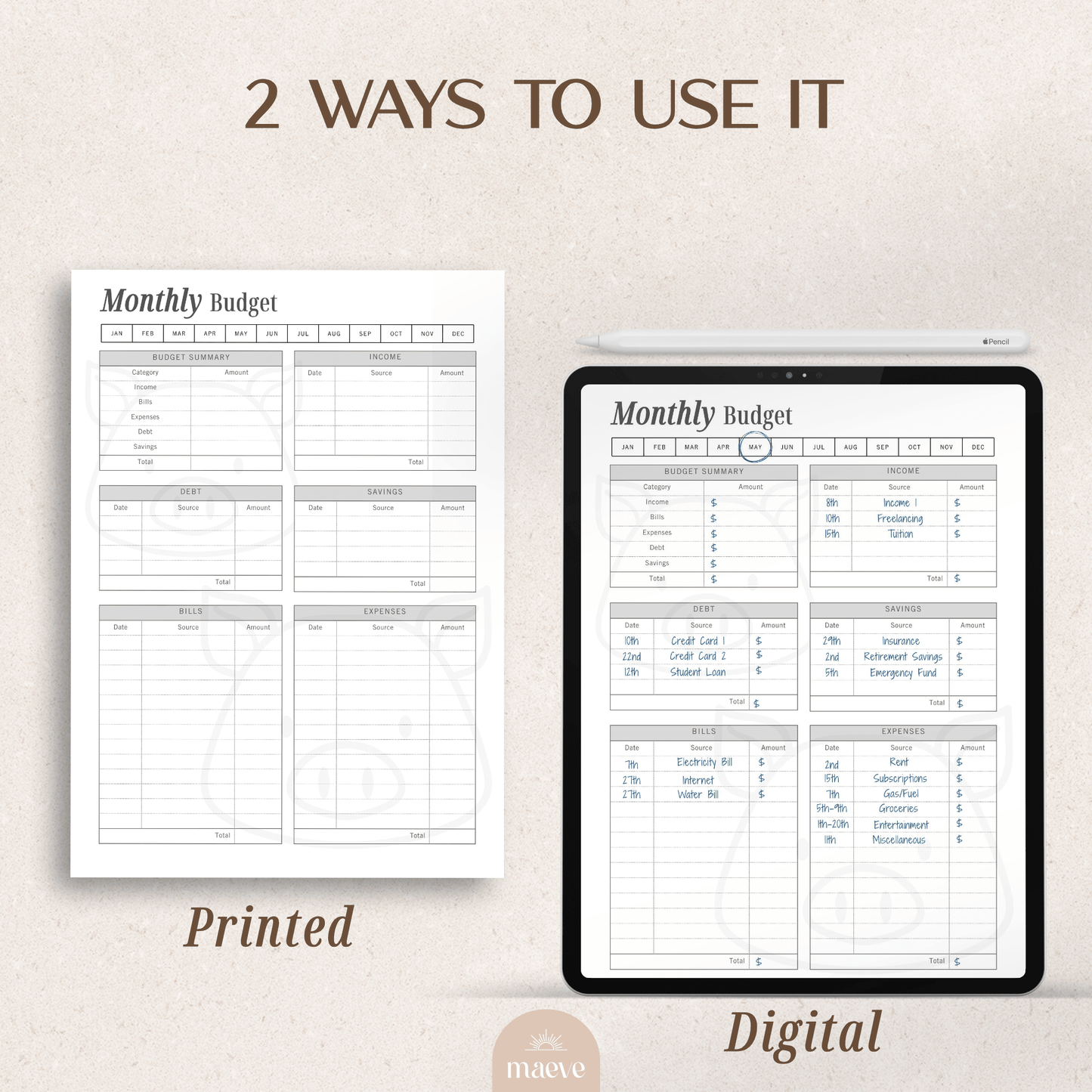 Printable Monthly Budget Planner