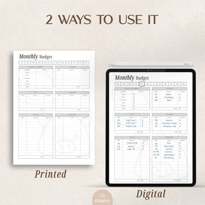 Printable Monthly Budget Planner