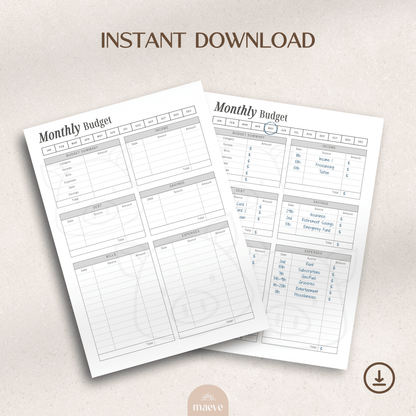 Printable Monthly Budget Planner