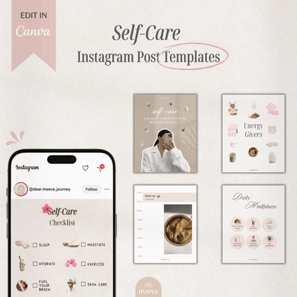 Self-Care Instagram Post Templates + 2 Bonus 🎀