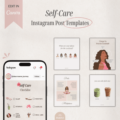 Self-Care Instagram Post Templates + 2 Bonus 🎀