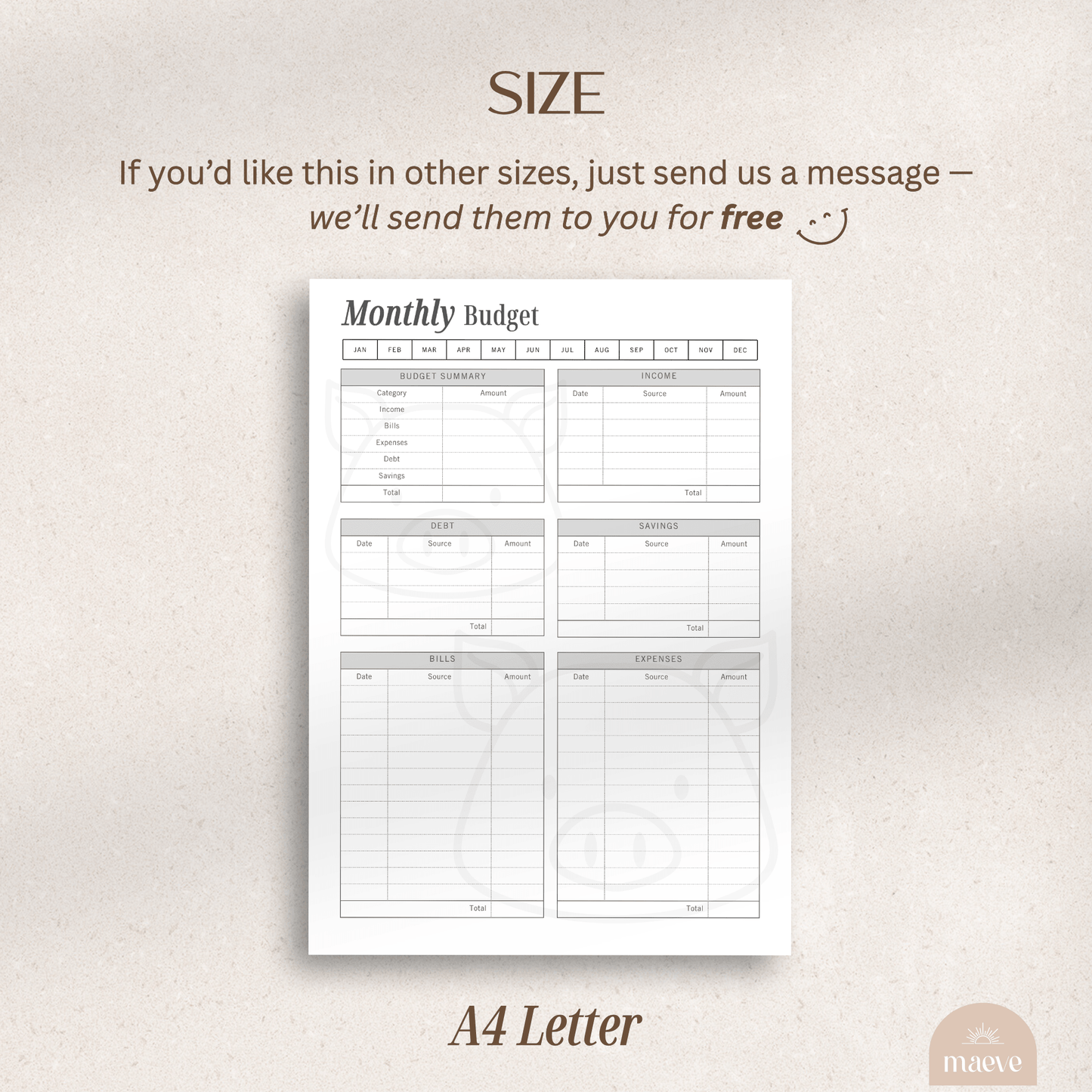 Printable Monthly Budget Planner