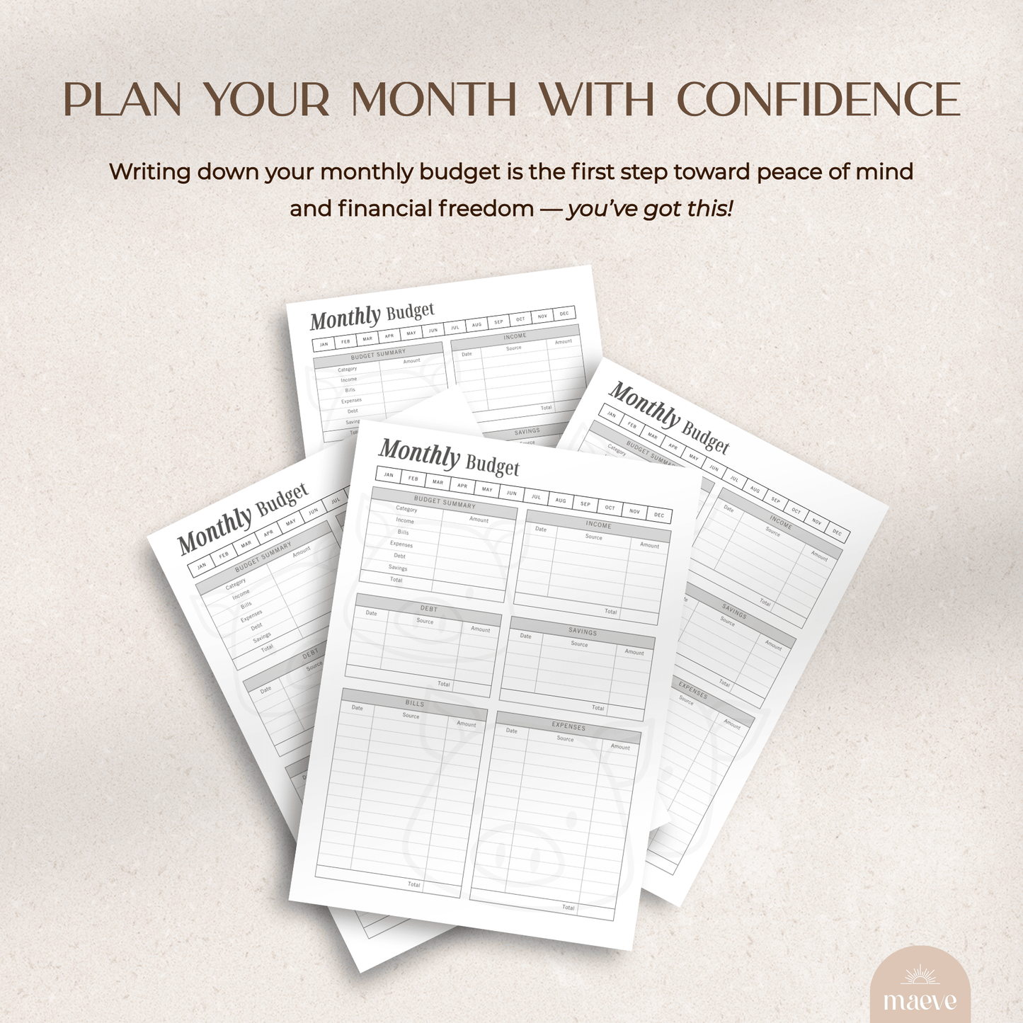 Printable Monthly Budget Planner