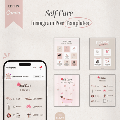 Self-Care Instagram Post Templates + 2 Bonus 🎀