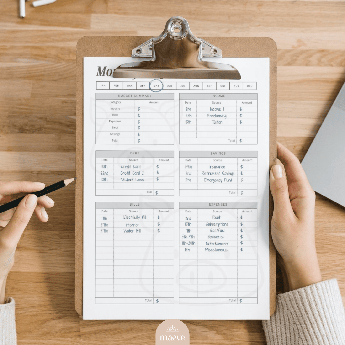 Printable Monthly Budget Planner
