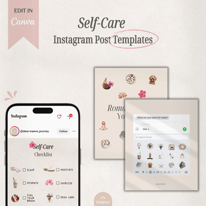 Self-Care Instagram Post Templates + 2 Bonus 🎀